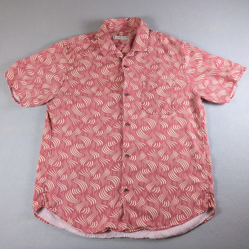 Outerknown BBQ Shirt Mens Extra Large Red Floral Linen Blend Button Up Casual